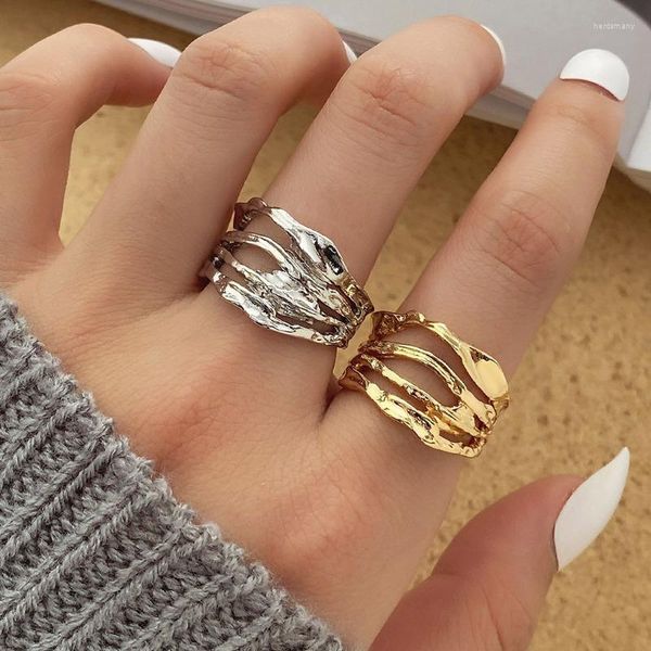 Fedi nuziali Vienkim Boho Geometria retrò Knuckle Joint Set per le donne Elegante colore oro Wave Hollow Finger Ring Charm Jewelry 2023