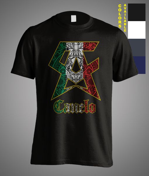 Canelo Boxe Estilo Mexicano México Saul Alvarez Logo Symbol Camiseta Masculina Algodão O-neck Manga Curta Camiseta Masculina Tamanho S-3XL