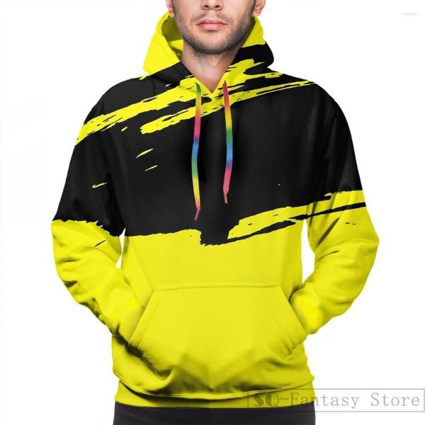 Erkek Hoodies Mens Sweatshirt Kadınlar İçin Komik Sarı Modern Grunge Fırça Desen Tasarım Baskı Gündelik Kapüşonlu Streatwear