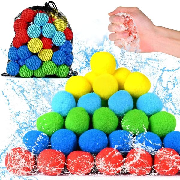 Partyballons Wiederverwendbare Wasserballons 60 Stück Soaker Wasserbälle Kinder Outdoor-Spielzeug für Pool Wasserspielzeug 5 Farben Rightness Strandball für Kinder 230718