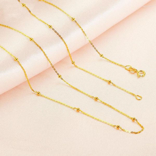 Цепи Чистое 18-каратное желтое золото колье 1,2 мм маленькие бусинки Rolo Link Chain 16-18 дюймов для длины Au750