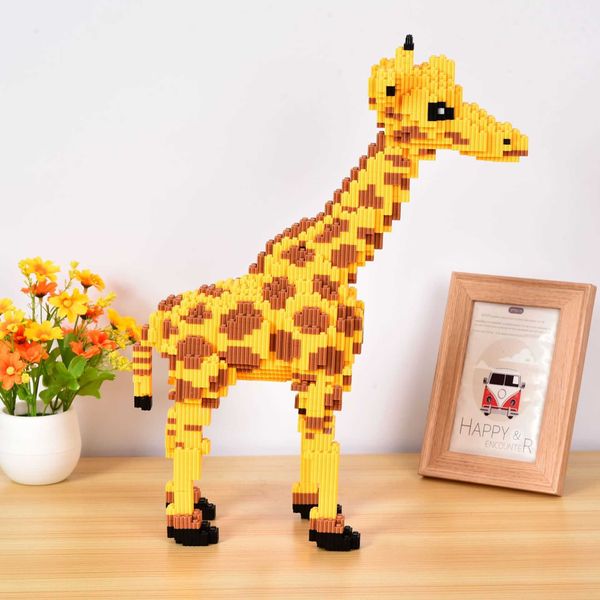 Blöcke 4800 Stück Tier Magischer Baustein Giraffe DIY Puzzle Miniatur Verbindungsstein Modell Montage Spielzeug Dekoration Geschenk