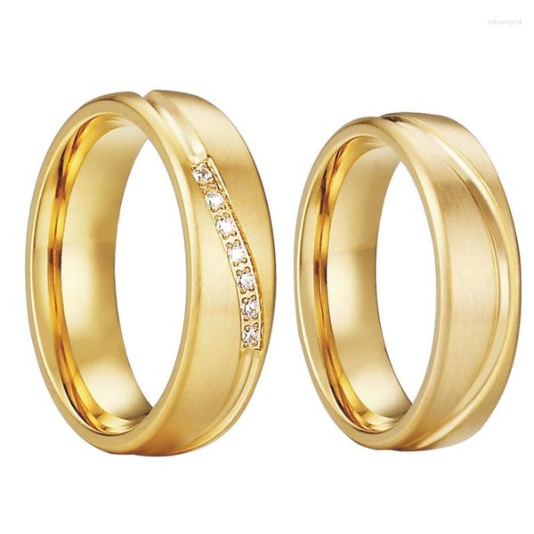 Cluster Rings 1 Par Aliança dos Amantes Casamento Banhado a Ouro 24k Para Casais Homens e Mulheres Proposta de Promessa de Ouro Casamento