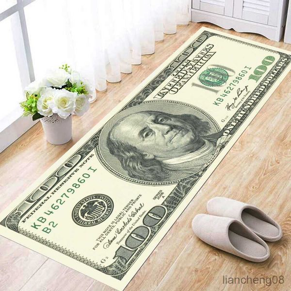 Tapetes de carpetes de entrada do corredor do corredor de dinheiro padrão de dinheiro da sala de estar de piso de piso decoração de casa cozinha absorvente tapete anti -slip banheiro tapete r230718