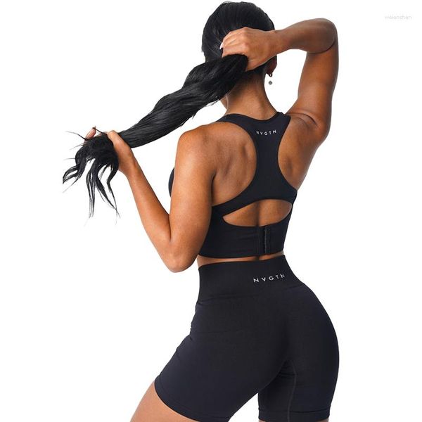 Yoga kıyafeti nvgtn örgü tutuşma dikişsiz sutyen ayarlanabilir grup spor spor salonu kadın yarışçısı back fitness brassiere athleisure egzersiz iç çamaşırı