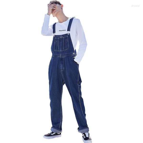 Herren-Jeans für Männer, Übergröße, große Overalls, große Denim-Trägerhose, modische Taschen-Overalls