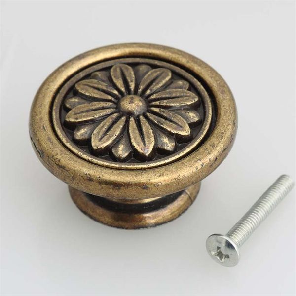 Dia 40mm ottone antico cassetto manopole armadio da cucina tira bronzo vintage comò maniglie delle porte pomello rustico pomelli per mobili retrò227i