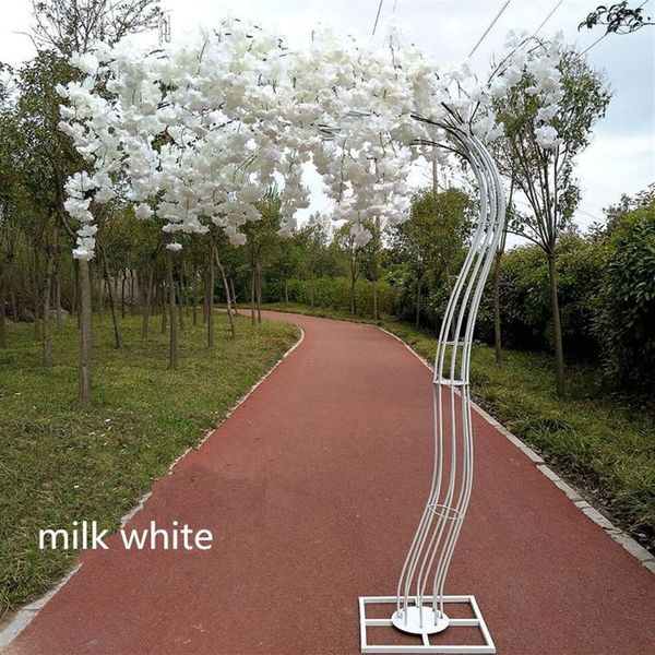 2 6M de altura branco Artificial Cherry Blossom Tree road lead Simulação Cherry Flower com Iron Arch Frame Para Wedding party Props212u