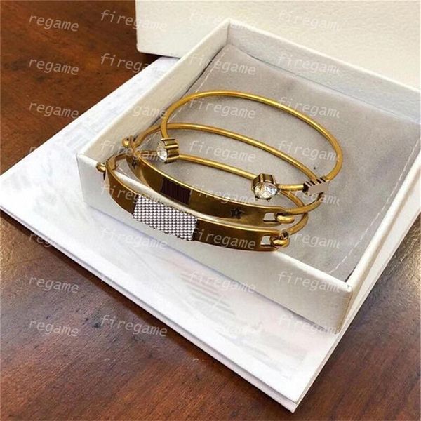 Letter Diamond Bracelet Delicate 3 pcs Set Bracelete Moda Feminina Pulseiras Charmosas Elegantes Pulseiras Design Aberto2690