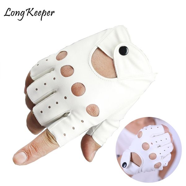 Luvas de cinco dedos 1 par Feminino Meio Dedo Luvas de Condução 1 Pcs Moda Couro PU Luvas Sem Dedos Para Mulheres Branco Preto Feminino Guantes Luvas 230717