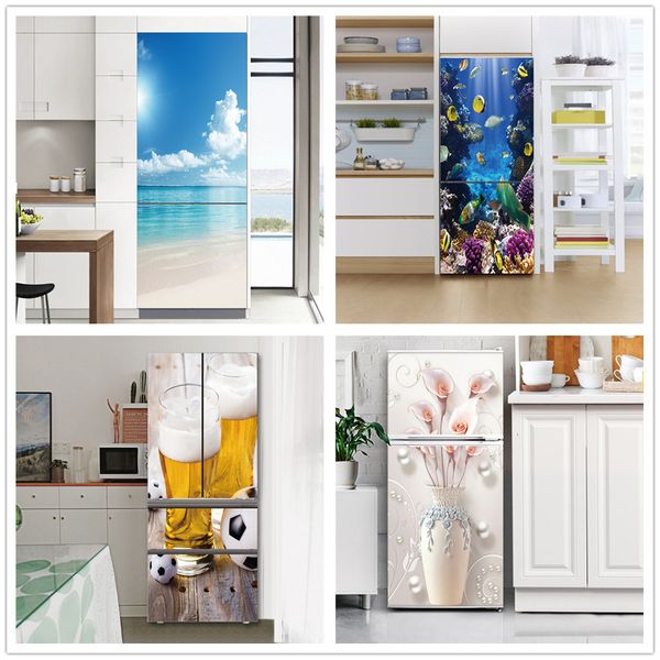 Adesivos de parede 60x180cm PVC Adesivo autoadesivo para geladeira Decoração para casa Papel de parede Cartaz Guarda-roupa Porta de geladeira Decalques Mural 230717