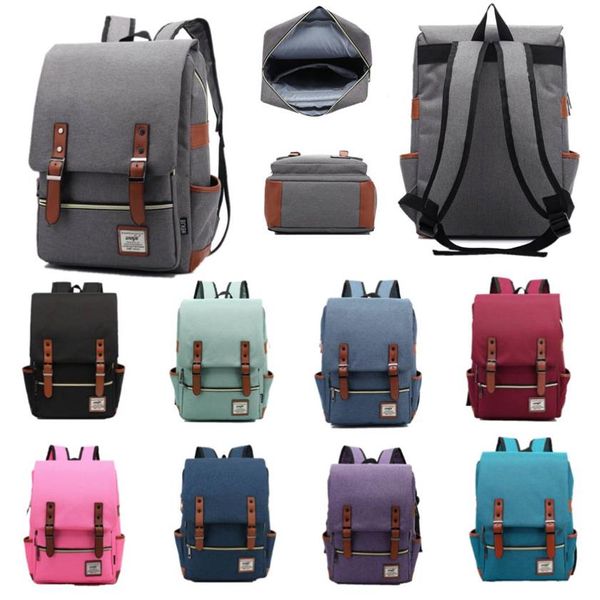 Bolsa para laptop vintage Mochila feminina masculina Mochila escolar para faculdade Cabe 15 polegadas Bolsas para computador notebook Bolsa de ombro Sa2550