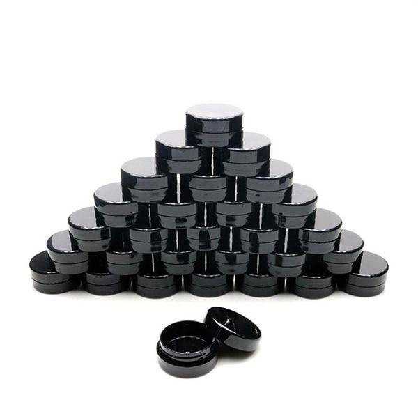 Leere Kosmetikbehälter mit Deckel, 3 g, Kunststoff, kleine, nachfüllbare Reiseflasche, auslaufsicher, runde schwarze Gläser für Schleimproben, Lotion 303S