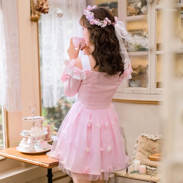 Lässige Kleider Prinzessin süßes Lolita-Kleid Candy Rain japanischer Chiffon-weiblicher langärmliger Kragen C22AB7003