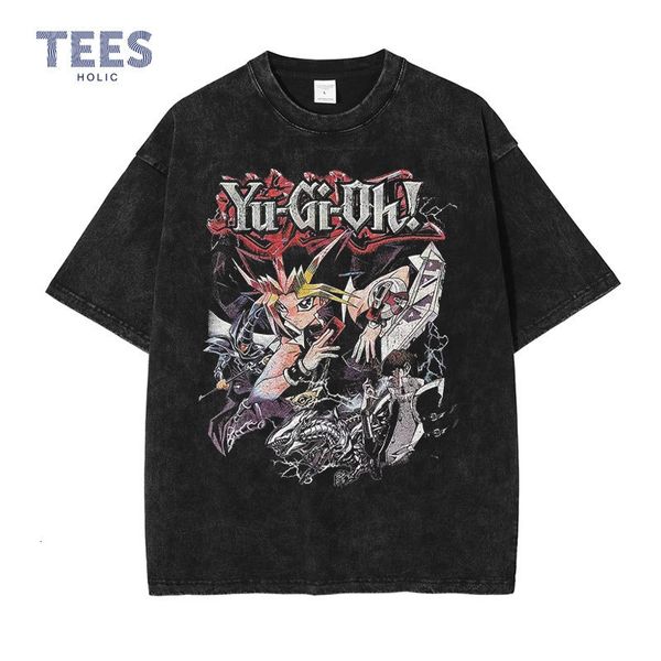 T-Shirts Masculinas Anime Yu Gi Oh T-shirts Men Retro Vintage Washed Yugi Muto T-shirt Estampada Streetwear Oversized Manga Curta Y2k Tops Tees 230718