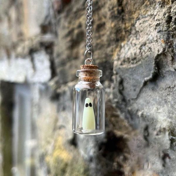 Catene Resina Tiny Ghost In A Bottle Collana Vetro The Adopt Jewelry Glow Pendant For Women