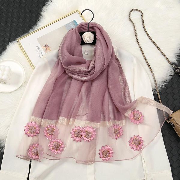 Schals Sommer Feste Blume Schal Frauen Muslimischen Hijab Für Damen Pashmina Reine Schals Und Wraps Sonnencreme