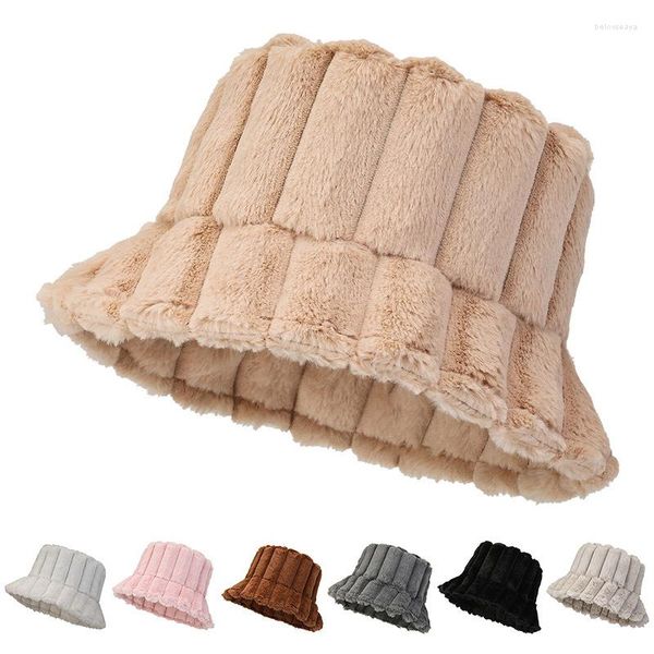 Berets Winter Hat Женщины мода теплые густые плюшевые рыбаки, корейская версия, студент, милый горшок