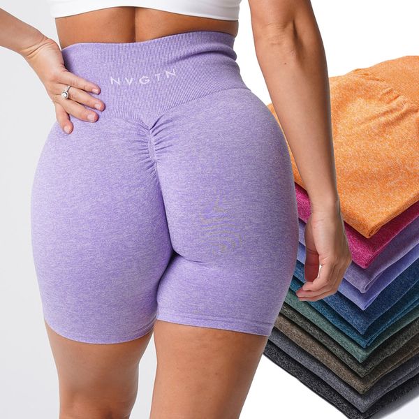 Damen-Shorts, Scrunch, nahtlos, dehnbar, Workouts, kurze Leggins, gerüscht, Fitness-Outfits, schmeichelnde Form, Fitnessstudio, Kleidung, Stickerei, NVGTN 230718