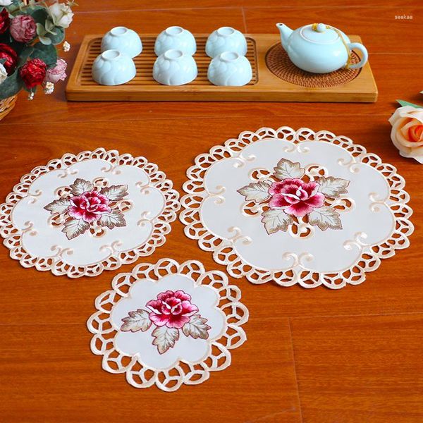 Esteiras de mesa 4 tamanhos bordados jogo americano pano jogo americano café jantar guardanapo bebida almofada natal casamento decoração cozinha