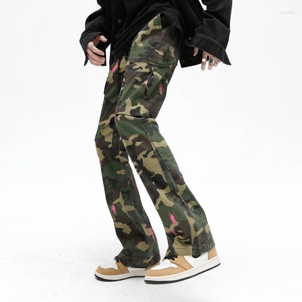 Jeans da uomo 2023 Camouflage-color Cargo Mens Outdoor Baggy Fashion Bootcut Pantaloni in denim Streetwear Hip Hop Pantaloni da lavoro Uomo