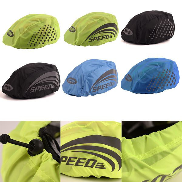 Capacetes de ciclismo 1 peça capa refletiva para capacete de bicicleta ajustável corda elástica à prova d'água pano Oxford seguro bicicleta ultraleve chuva 230717