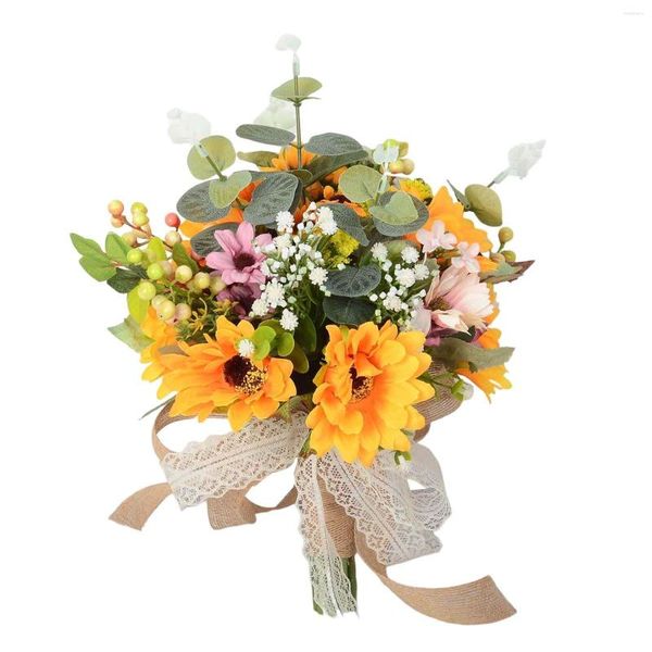 Fiori decorativi Bouquet da sposa Lancio di nozze Mazzi di fiori del sole per la decorazione di San Valentino Decorazioni per la doccia