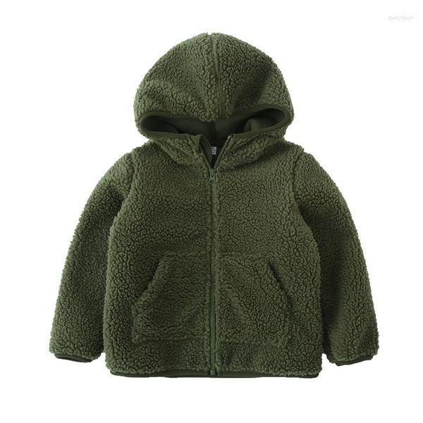 Giacche Autunno Inverno Bambini Pile di agnello Casual Cappotto spesso per ragazze con cappuccio Capispalla caldo per ragazzi