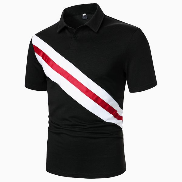 Polo da uomo a maniche corte Polo asimmetrica patchwork tricolore top arrivo abbigliamento da strada Casual da uomo con risvolto 230718