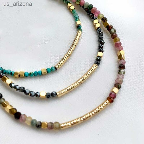 Delicato semplice tormalina colorata agata africana turchese braccio accessori fatti a mano oro perline abbellimento braccialetto regolabile L230620