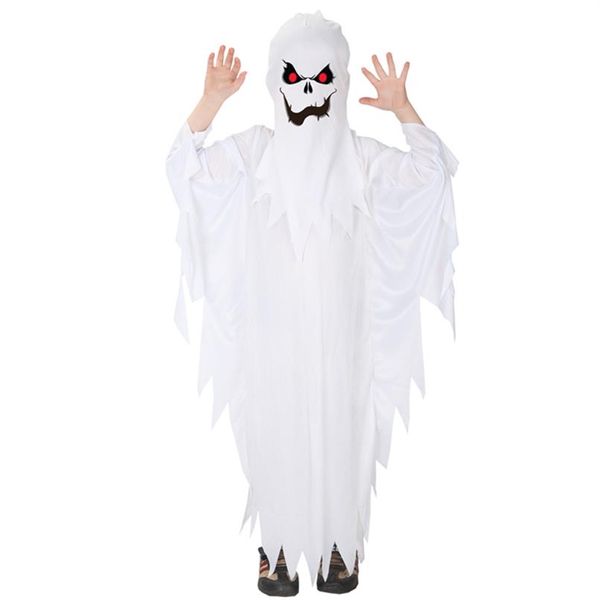 Costume a tema Bambini Bambino Ragazzi Spooky Spaventoso Bianco Costumi da fantasma Cappuccio per accappatoio Spirito Halloween Purim Festa Carnevale Gioco di ruolo Cosplay 270p