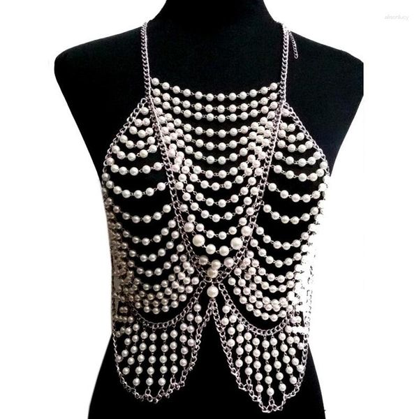 Цепочки Chran Fashion Women All -Body Multi -Layer Faux Pearl Compettive Cheplace Chain Slave Beach Halter Jewelry BDC397