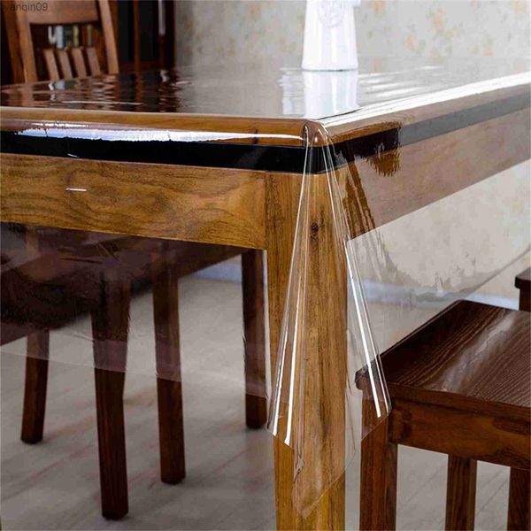 Hot Home Decoration Protezioni per scrivania resistenti all'olio Pad Tovaglia impermeabile Trasparenza PVC Soft Durable Clear Table Cover Mat L230626