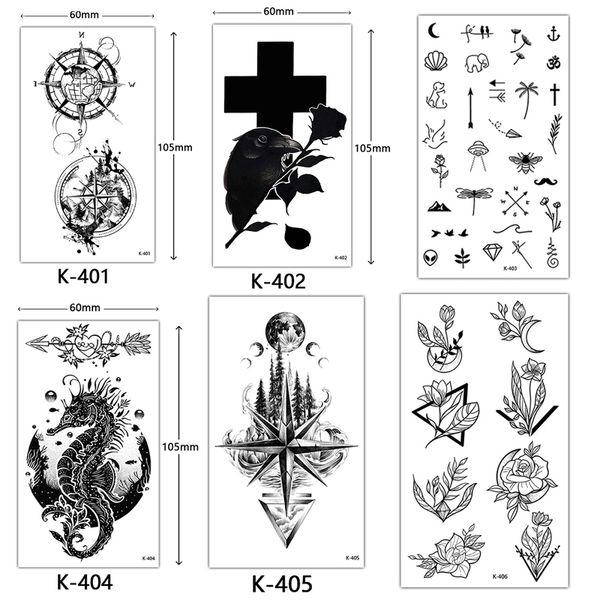 Adesivos de tatuagem de esboço à prova d'água palavras falsas de tatuagem alfabeto inglês flor borboleta tatuagens temporárias para mulheres adultas e homens