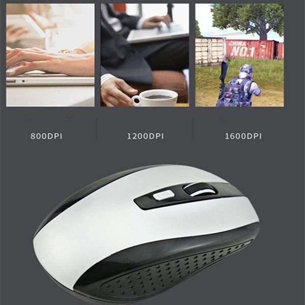 Mouse 2 4 GHz óptico sem fio, receptor USB, mouse, inteligente, sonolento, economizador de energia para computador, tablet, laptop, desktop com branco 323J