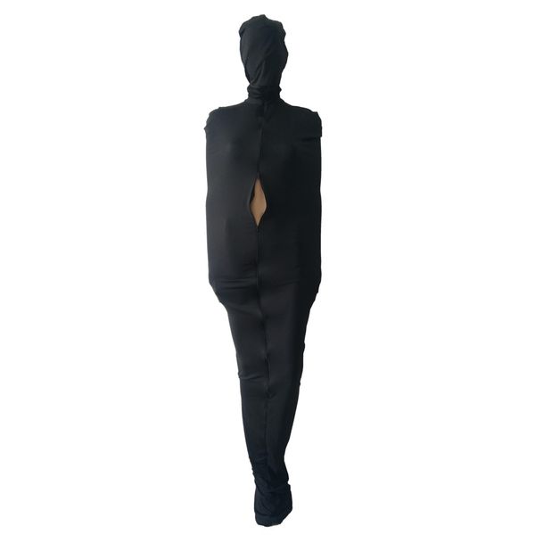 Kostüme Cosplay Unisex Fetisch Catsuit Bodybag Zentai Schlafsack Voller enger Bodysuit Lycar Mumienbeutel Bühnen-Requisiten können abnehmbare Maske sein