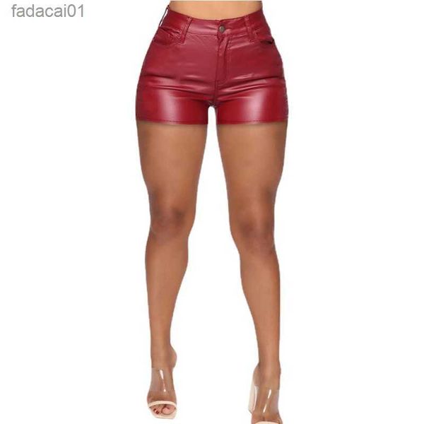 S5XL Verão Sexy PU Moda Shorts Casuais Roupas Femininas Couro Falso Gótico Shorts Femininos Cintura Alta Y2k Calças Curtas Mulher Quente L230621