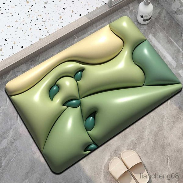 Tapetes Flor Banheiro 3D Tapete Expansão Diatomácea Macio Absorvente de Lama Tapete Banho Antiderrapante Tapete Cozinha R230718