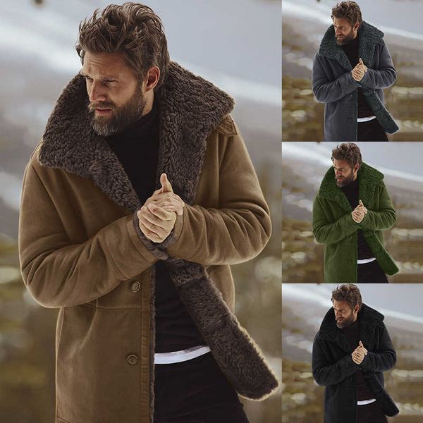 Jaqueta masculina de lã misturada para inverno e neve para meninos, grossa e quente, de algodão, manga comprida, masculina, mesclada, marrom escovado, blusão oversized, casaco casual HKD230718