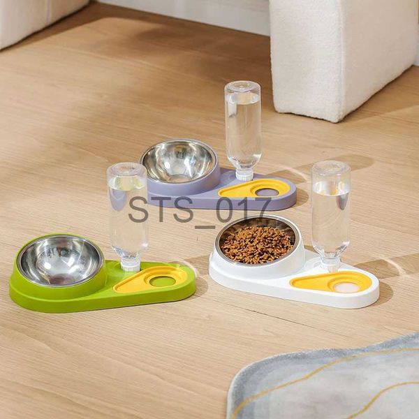 Ciotole per cani Alimentatori Altre forniture per animali domestici Ciotola per cibo per gatti Ciotola per cibo per gatti Ciotola per cibo per cani in acciaio inossidabile con fontana d'acqua Dispenser per cibo per animali Accessori per cani x0717