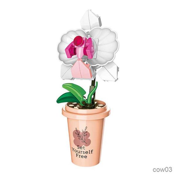 Blocos Vasos de Plantas Copo Suculentas Cacto Montanha Lótus Decorar Blocos de Construção Modelo Tijolos Conjuntos Kits Brinquedos R230718