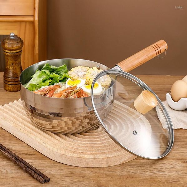 Pentola per latte SUS304 Pentole antiaderenti per cucina Bollitore per caffè Fornello in acciaio inossidabile Tagliatelle istantanee Ramen Steamer