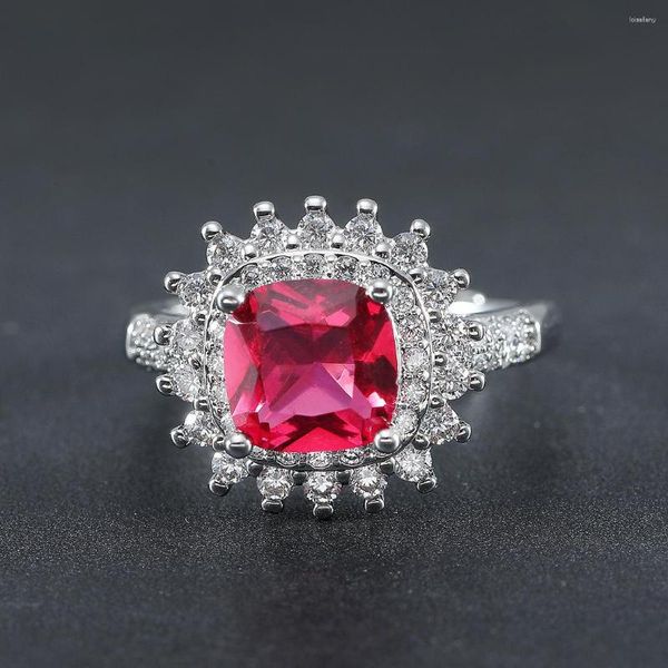 Cluster Rings Real Ruby Gemstone For Women Genuine 925 Sterling Silver Fashion May Birthstone Ring Romantic Wedding Gift Fine Jewelry