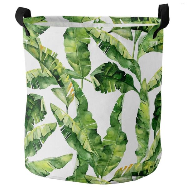 Sacchetti per biancheria Banana Pianta tropicale Foglie Cesto sporco Pieghevole Organizzatore per la casa impermeabile Abbigliamento Conservazione dei giocattoli per bambini