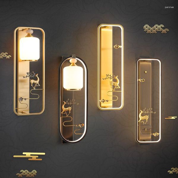 Lampada da parete OUFULA Ottone LED Modern Luxury Sconce Decorazione d'interni Camera da letto per la casa Comodino Soggiorno Corridoio Illuminazione