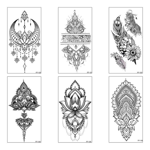 Groothandel 30 Stuks/partij Waterdichte Tijdelijke Tattoos Sticker Zwart Totem Bloem Roos Cool Sexy Make Body Art voor Vrouwen Man Arm