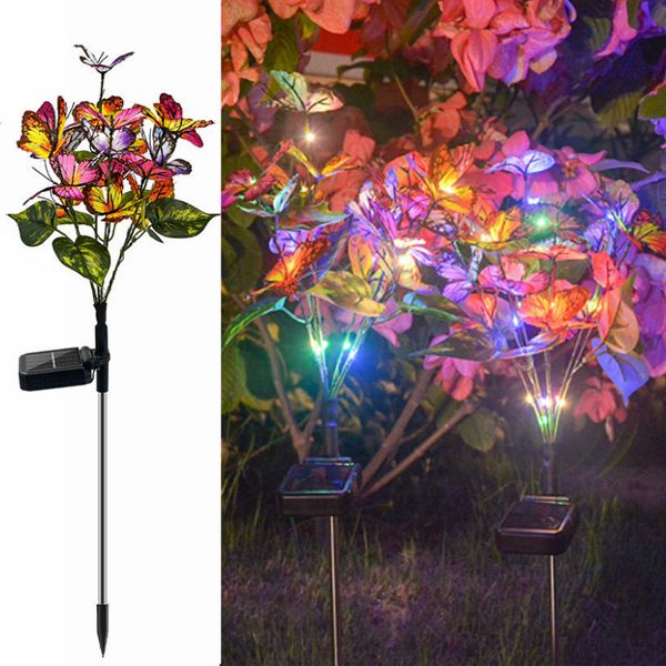 Gartendekorationen Lichter Solar-LED-Licht im Freien wasserdicht RGB Farbwechsel Schmetterling Rasenlampe für Dekor Blume 230717