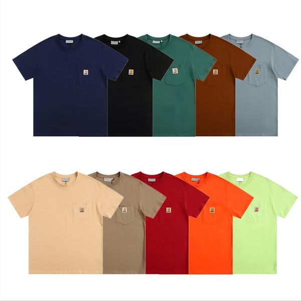 Camisetas masculinas casuais camisetas de gola redonda para mulheres camisetas de casal com bolsos camisetas personalizadas vintage cores confortáveis camisetas de atacado camisetas de grife camisetas a granel