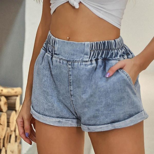 Jeans da donna Pantaloncini di jeans elastici Moda Vita alta Pantaloni larghi e traspiranti Curl Beachwear Pantaloni da donna Beach Streetwear Pantalones