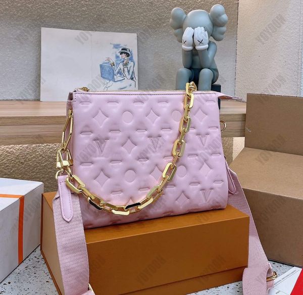 Designer-Umhängetaschen, breite Luxus-Umhängetasche mit Kette, modische Damenhandtasche, Mädchen-Kulturbeutel, Leder, Umhängetasche, Größe 26 cm